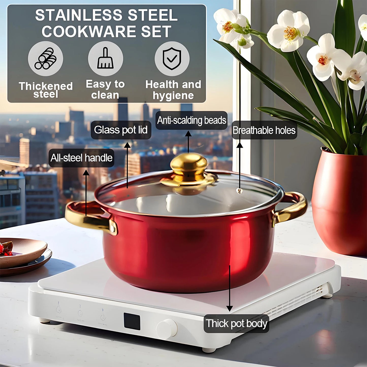 12-Piece Stainless Steel Non-Stick Cookware Collection