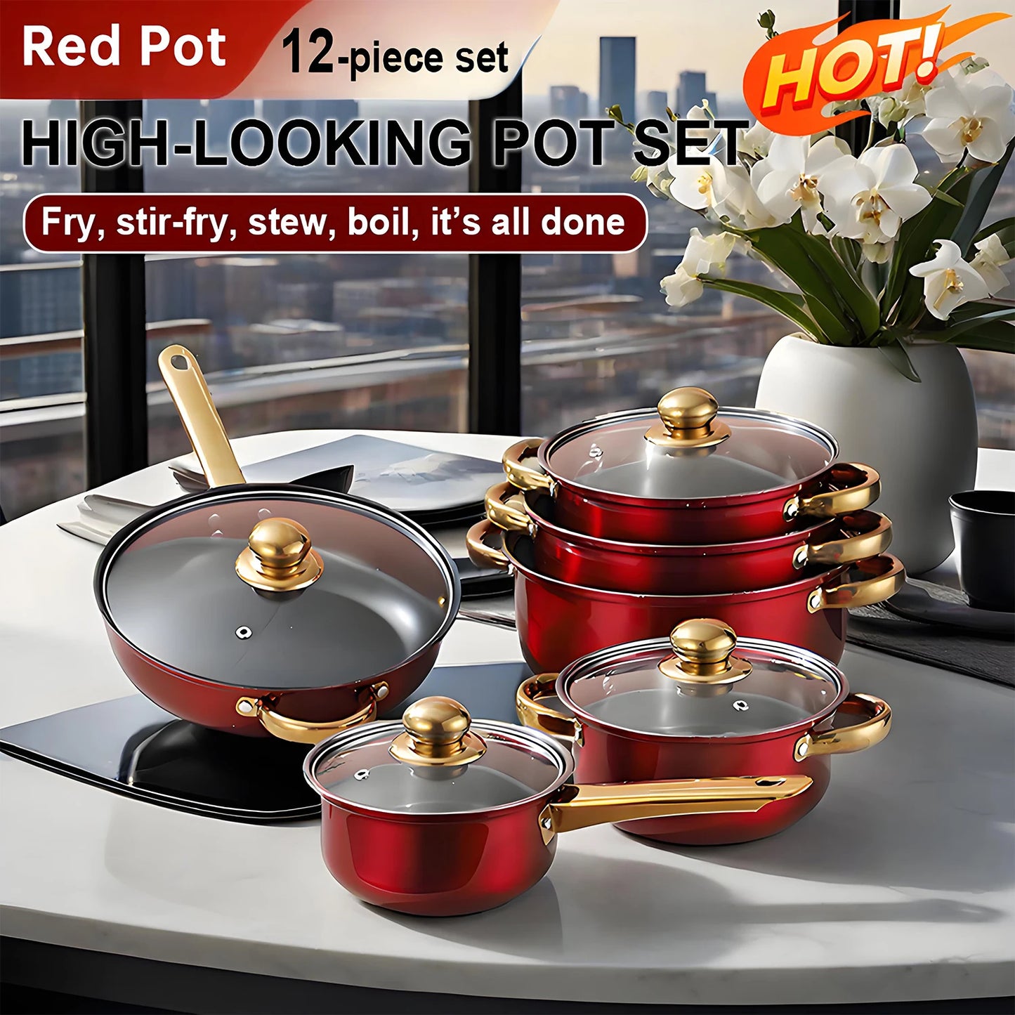 12-Piece Stainless Steel Non-Stick Cookware Collection