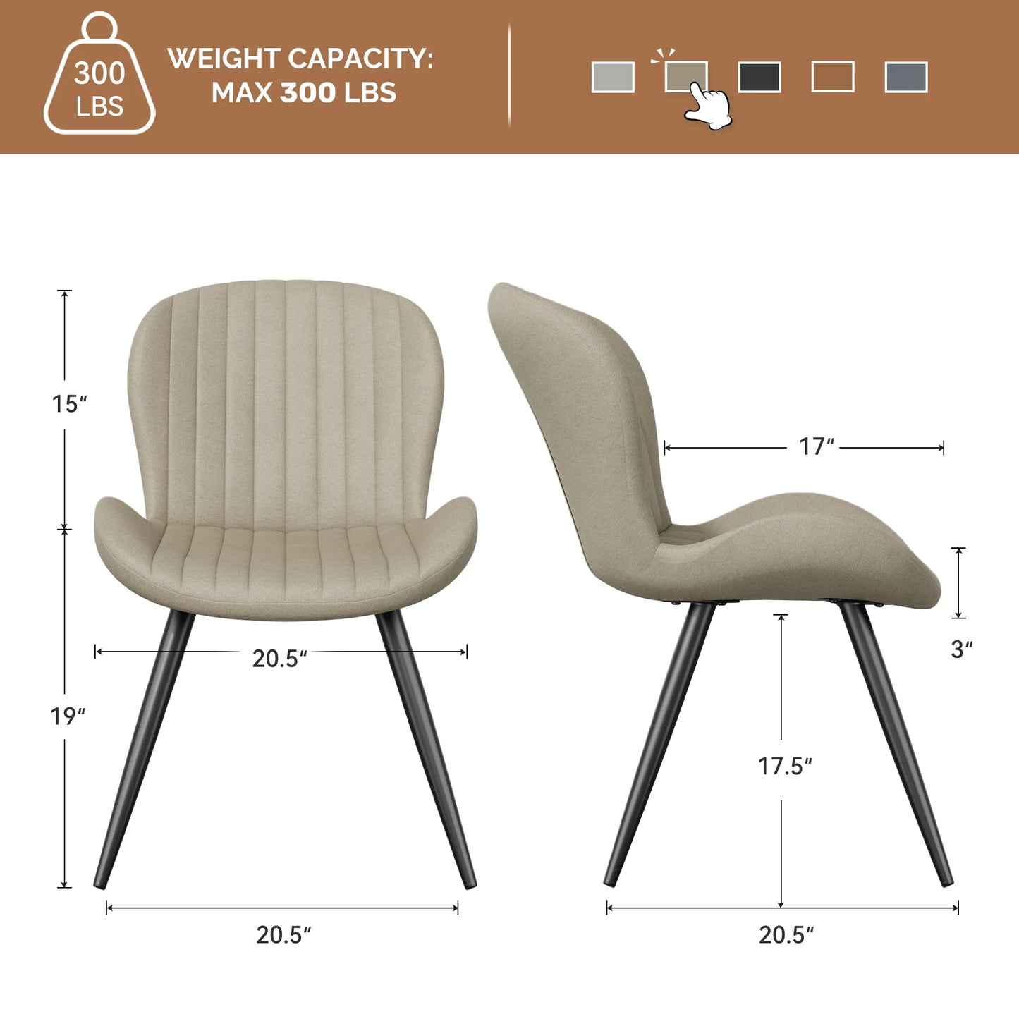 Modern Chair Comfortable Backrest 2PC