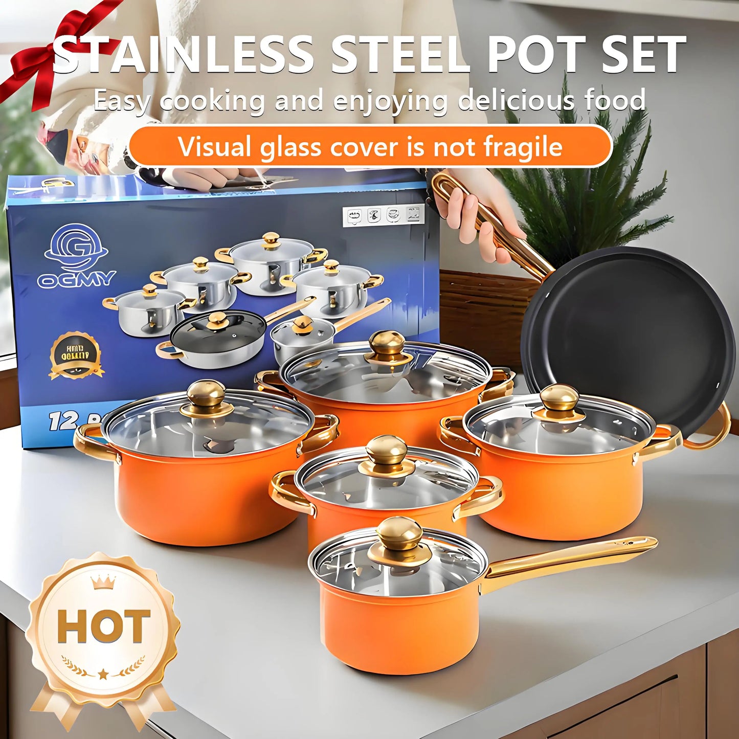 12-Piece Stainless Steel Non-Stick Cookware Collection