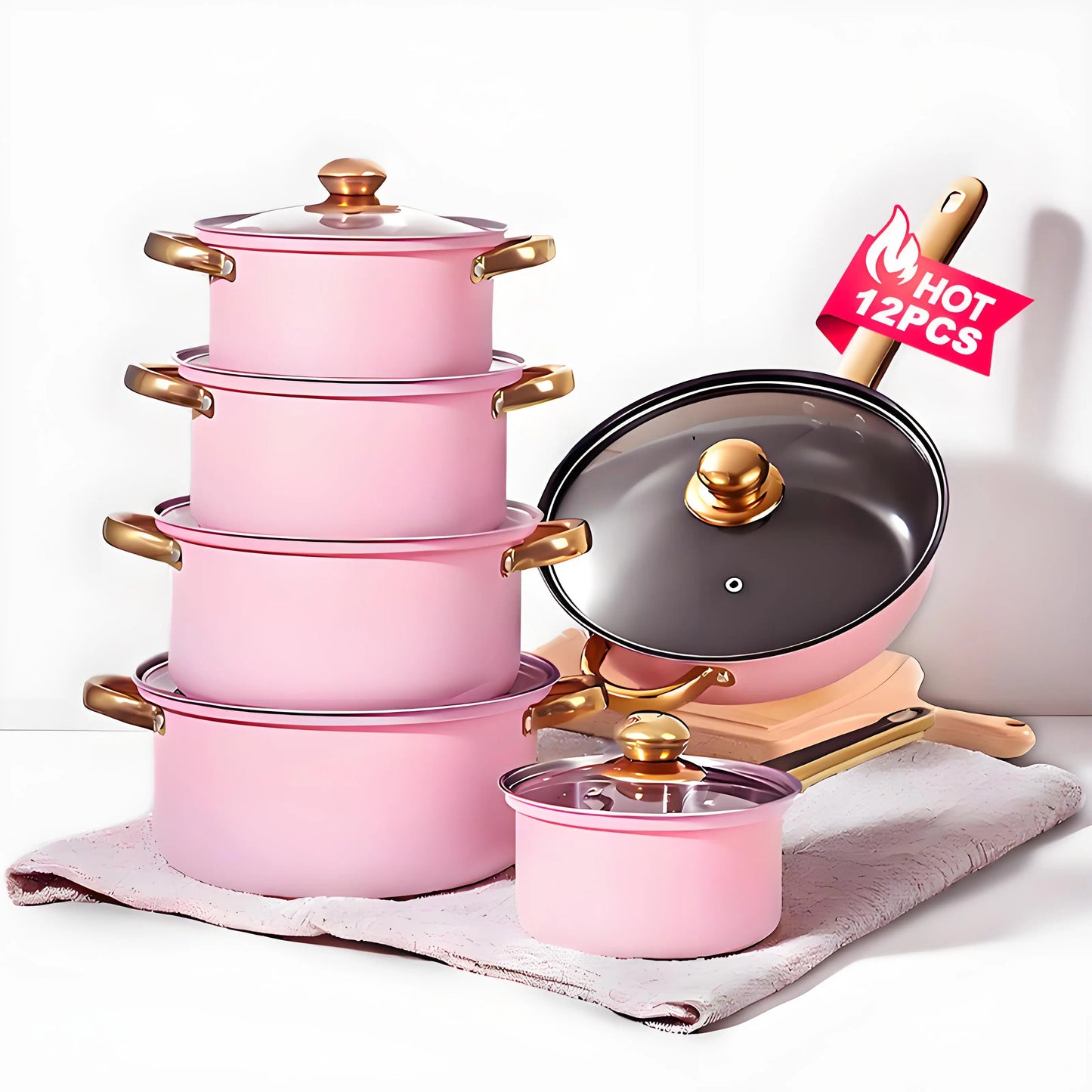12-Piece Stainless Steel Non-Stick Cookware Collection