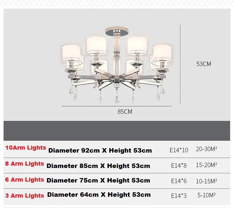LED Ceiling Chandelier Lighting Modern Chrome Lamp