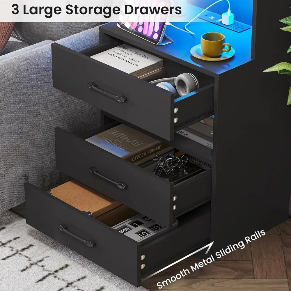Tall Set/2 Charging Station,LED Lights book shelves