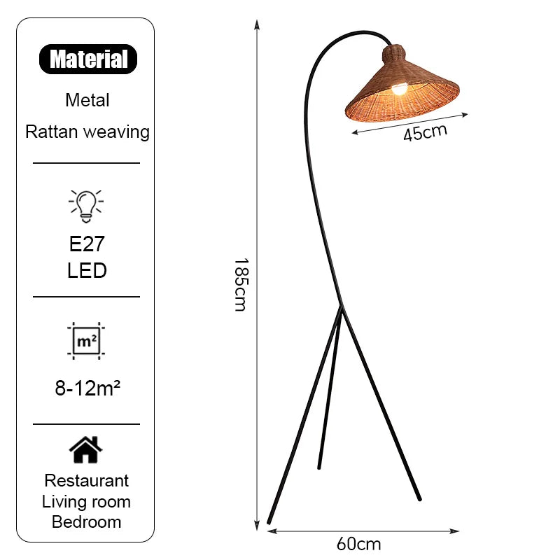 Modern Nordic Minimalism Rattan Led Floor Lamp