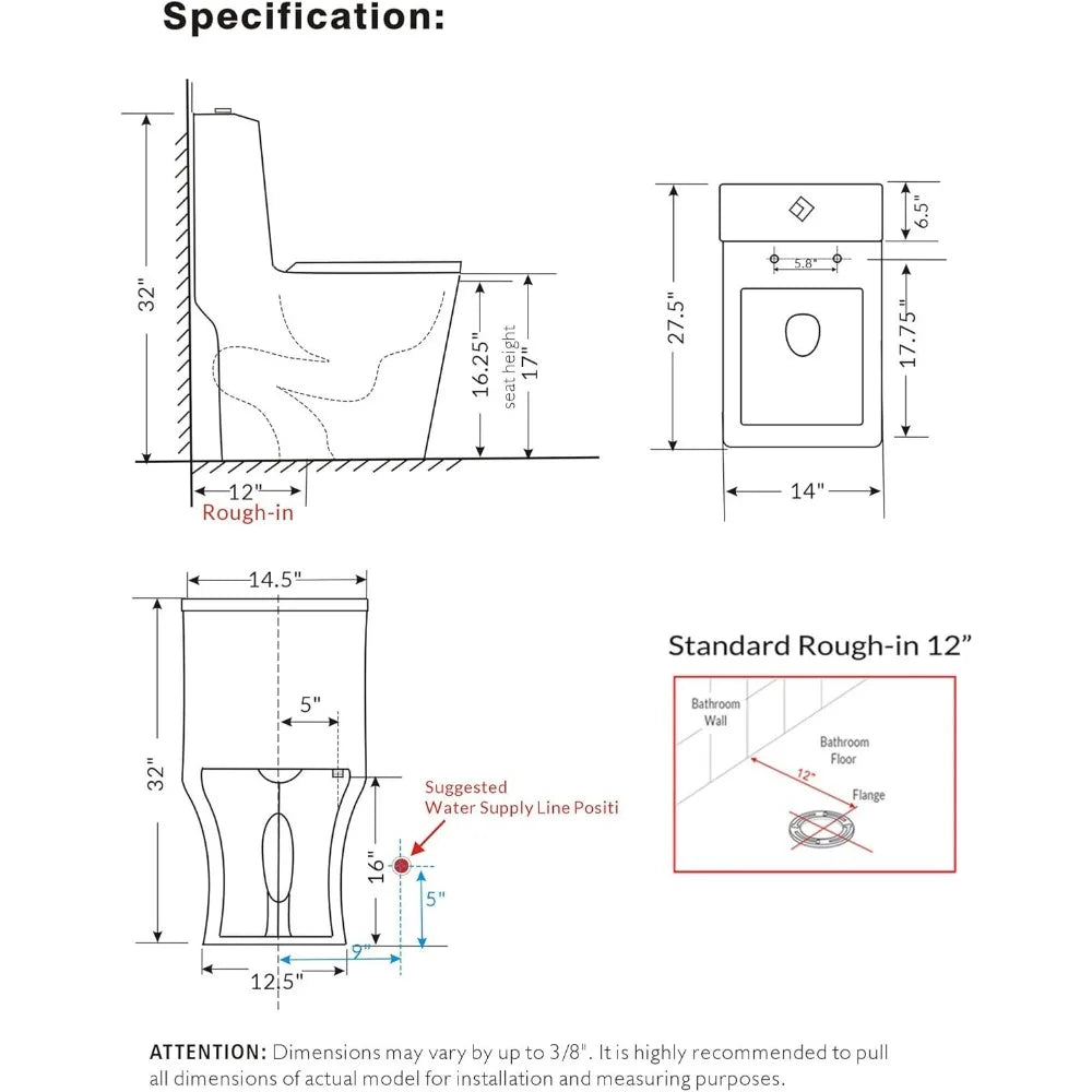 Square Toilet Golden Dual Flush Push Button