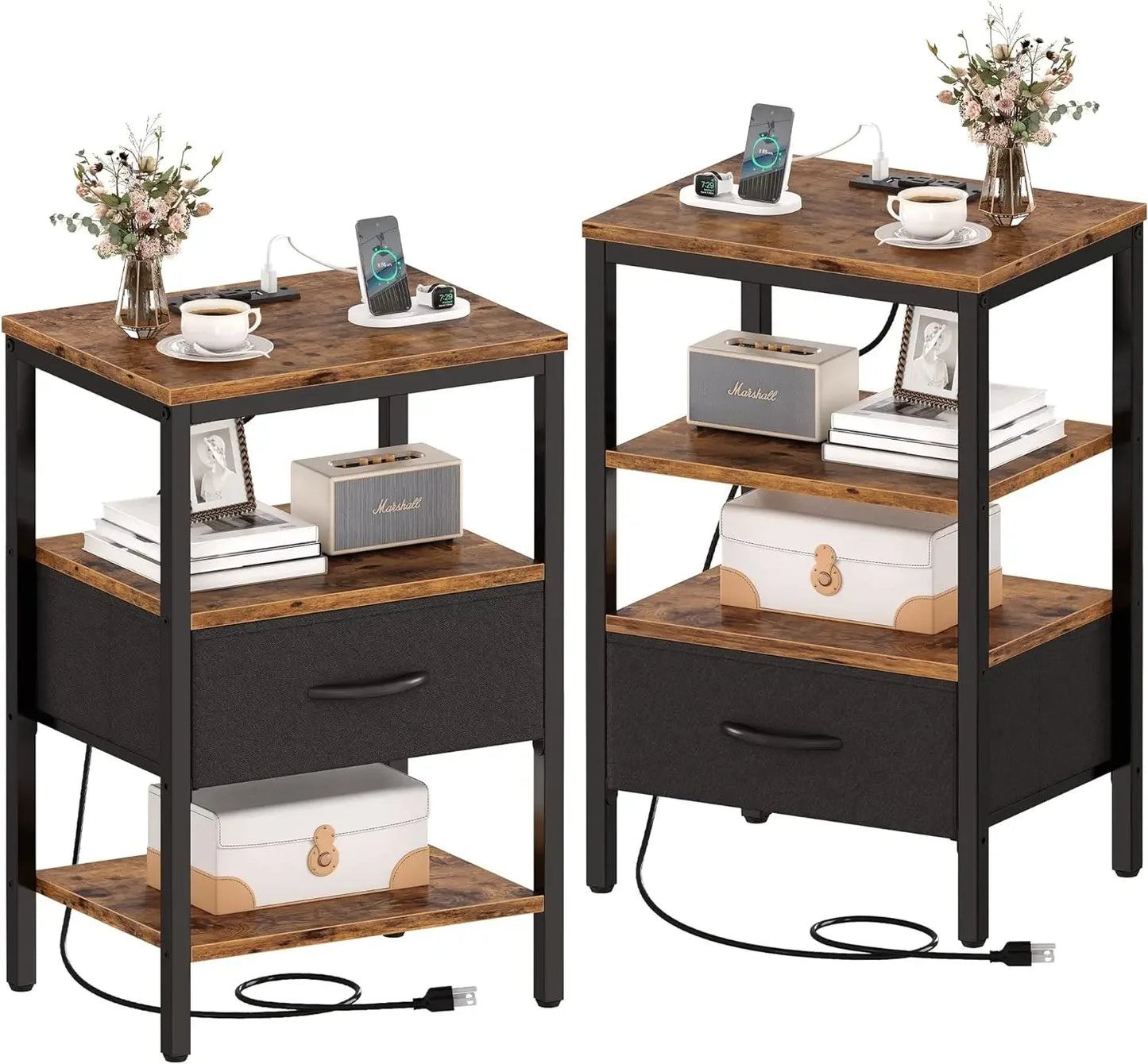 Set/ Bed Side Tables with Charging Station