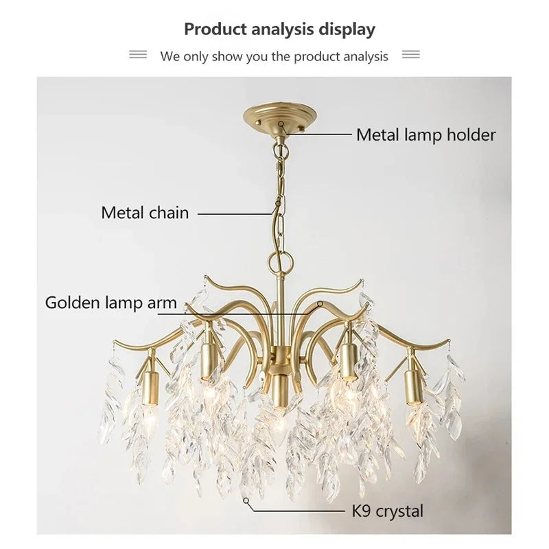 Modern Crystal Pendant Black Ceiling Chandelier