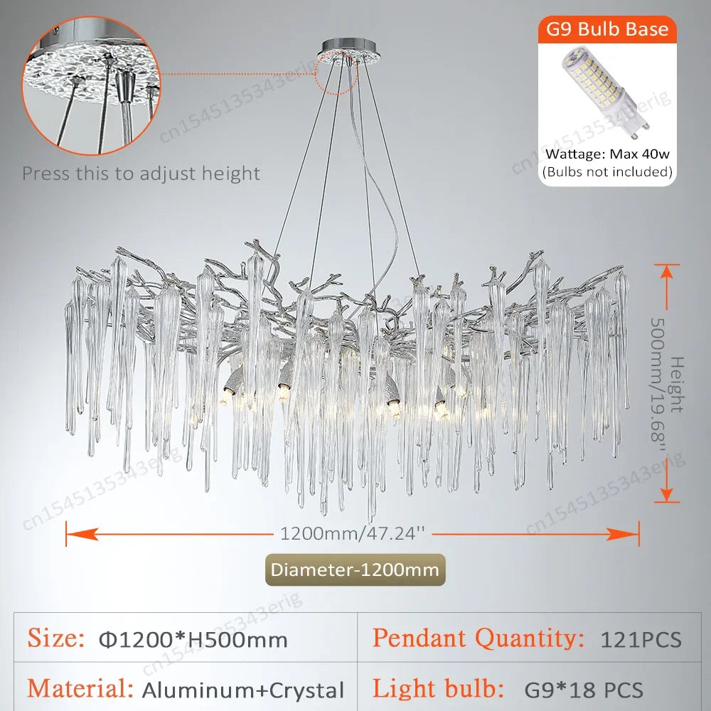 Nordic Column Crystal Chandelier Lighting For Living Room