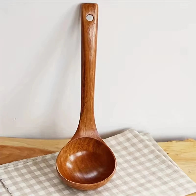 Non-Stick Wooden Cooking Spoon Anti-scalding Soup Ladle