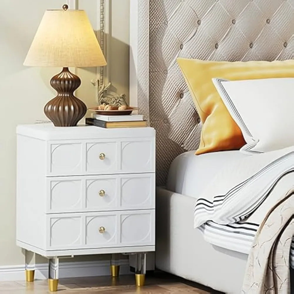 Nightstands Set of 2  with 3 Drawers