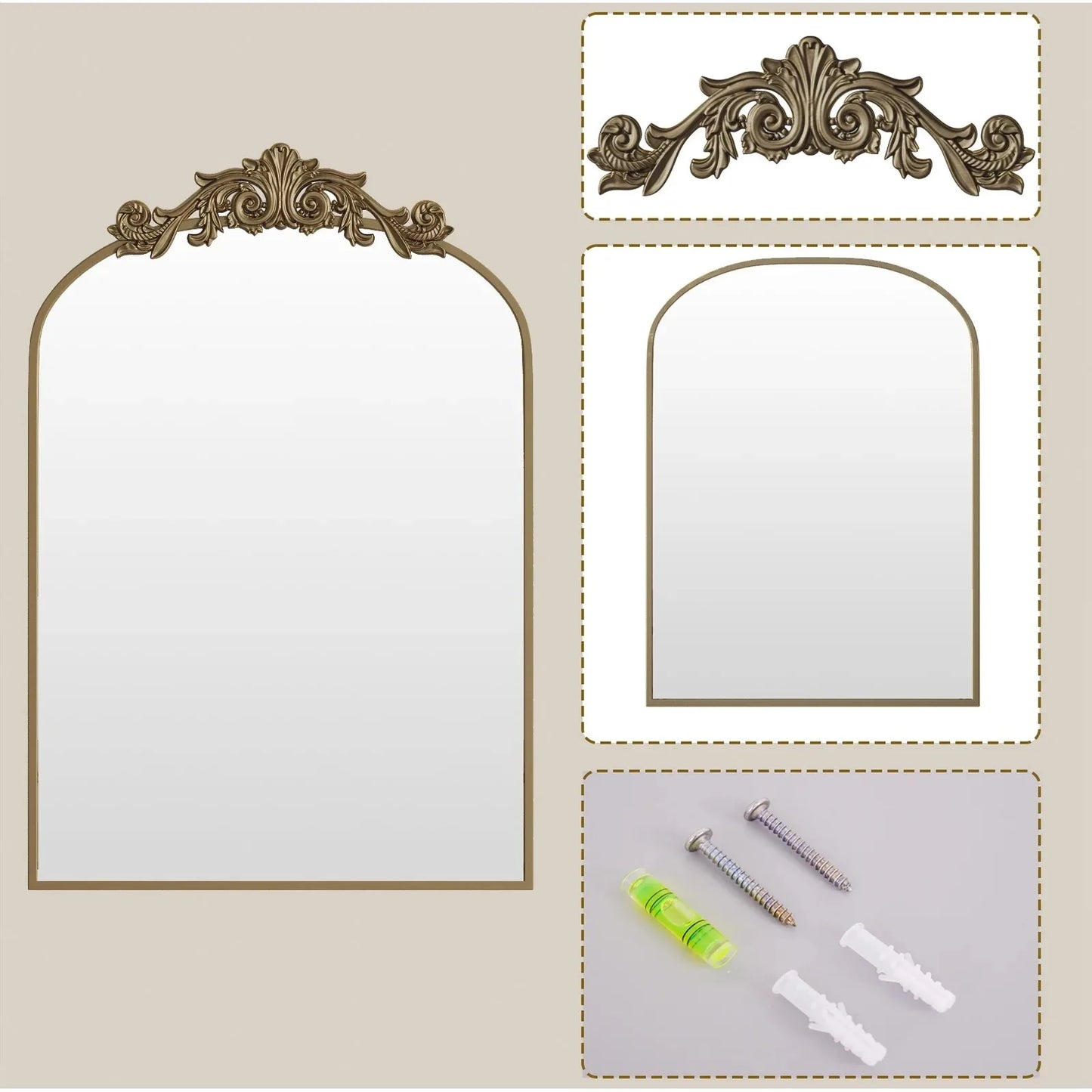 24”x36" Arched Decorative Modern Moroccan Bathroom Mirror