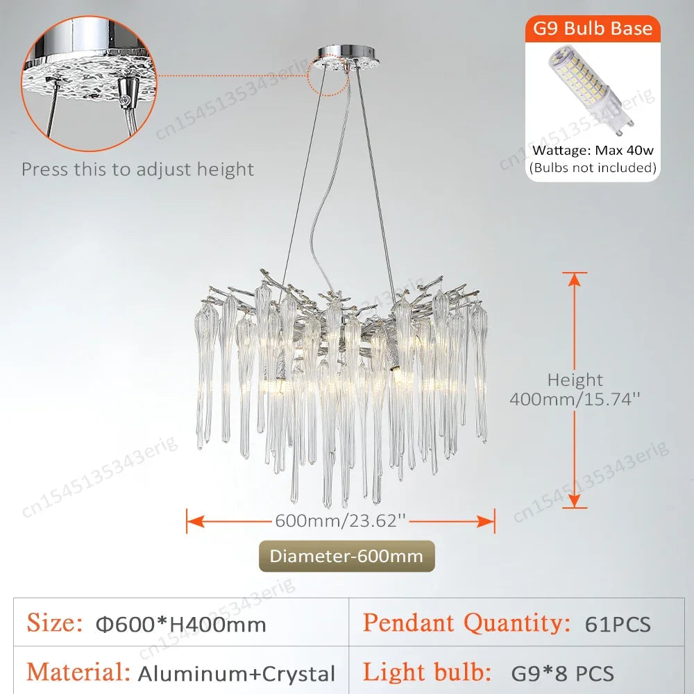 Nordic Column Crystal Chandelier Lighting For Living Room