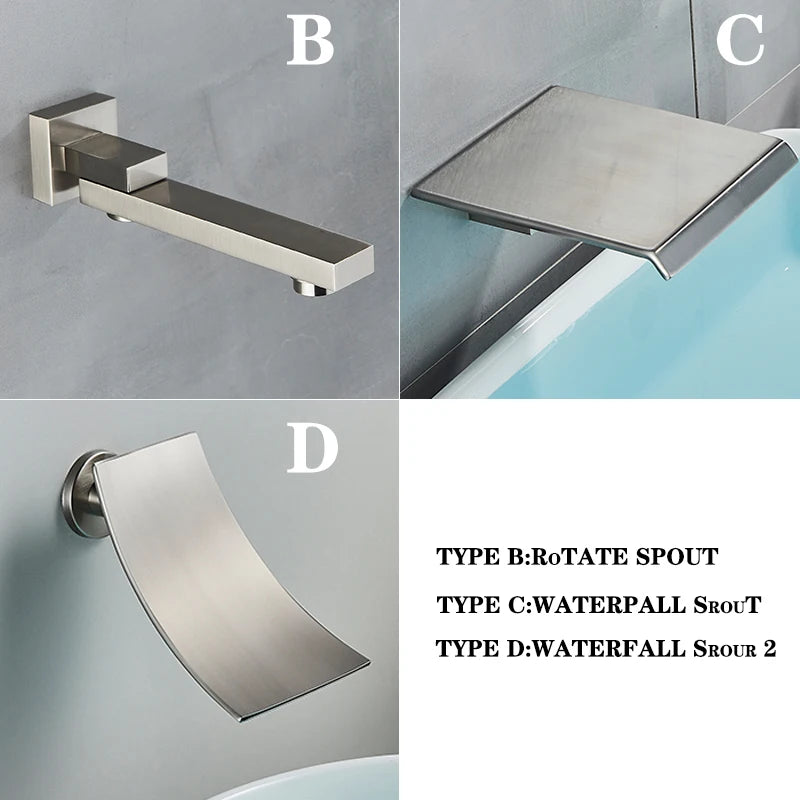 Brushed Nickel  Rainfall Shower Head Rotate/Waterfall