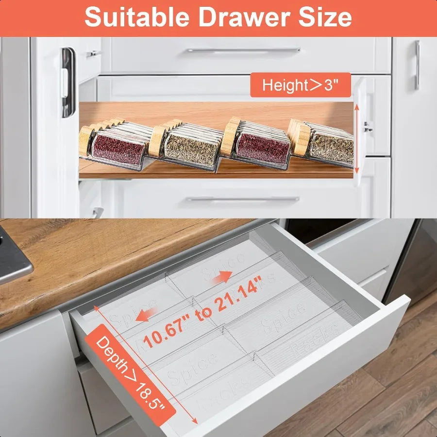 Clear Spice Rack Tray for Drawer Expandable