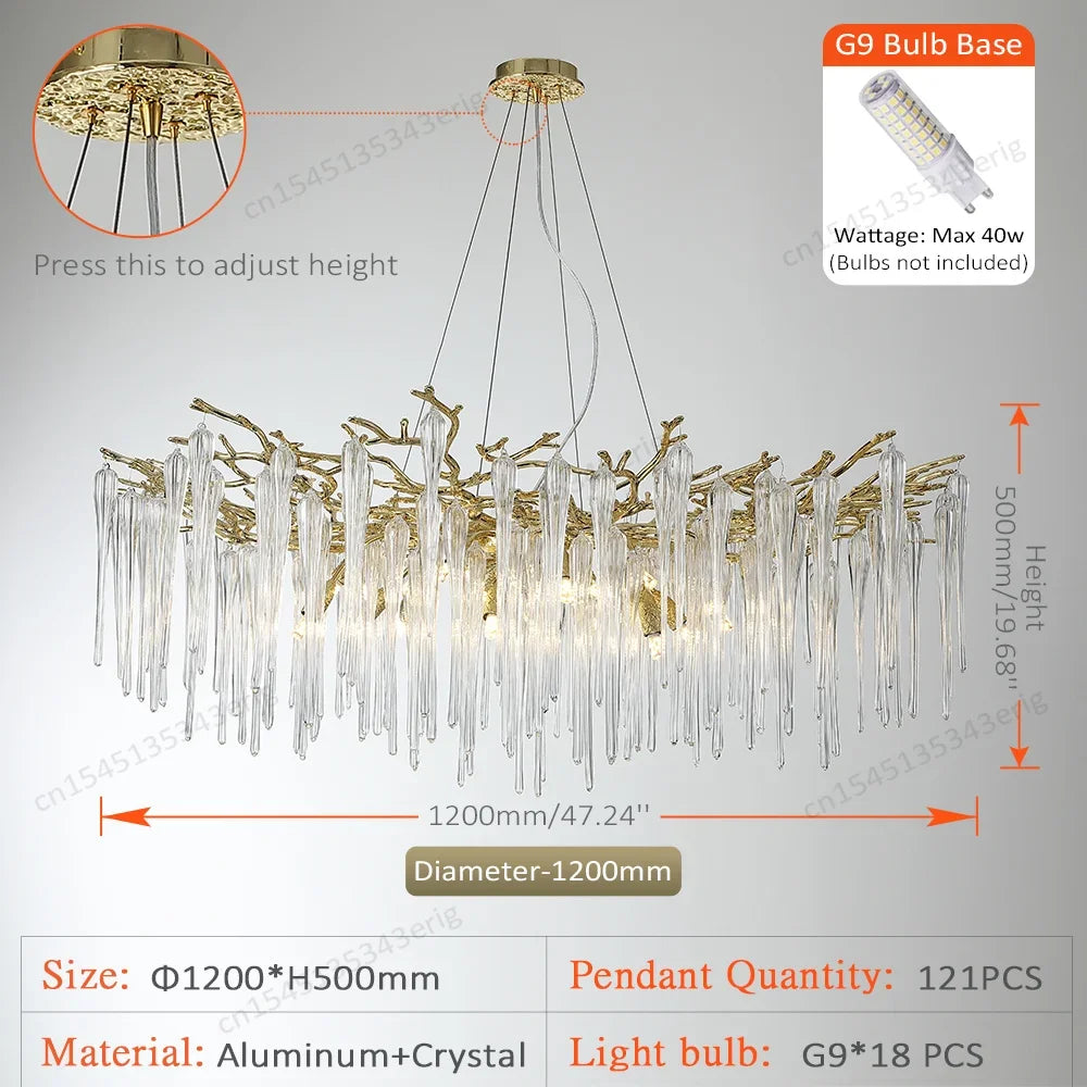 Nordic Column Crystal Chandelier Lighting For Living Room