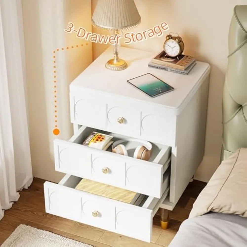 Nightstands Set of 2  with 3 Drawers