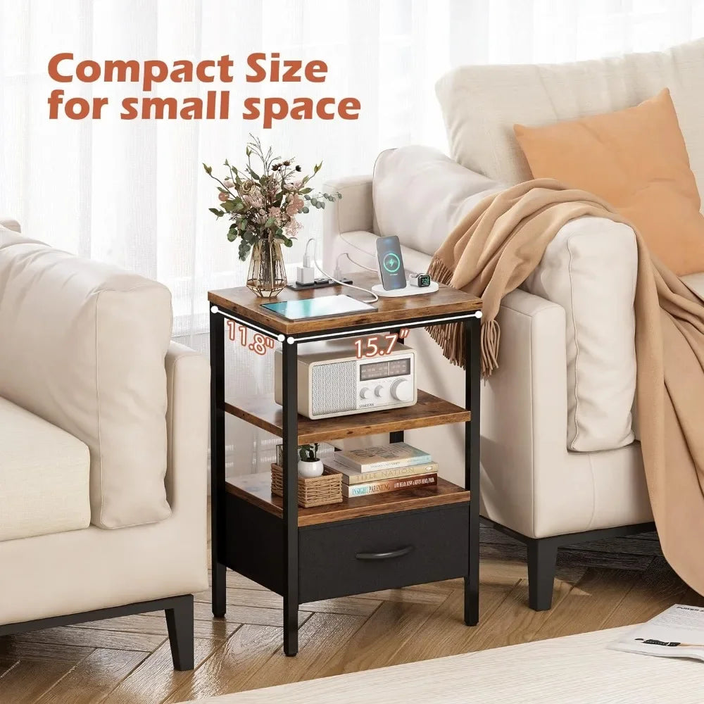 Set/ Bed Side Tables with Charging Station