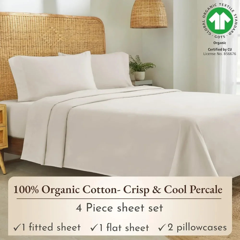 Soft Cooling King Size Sheets 100% Organic Cotton