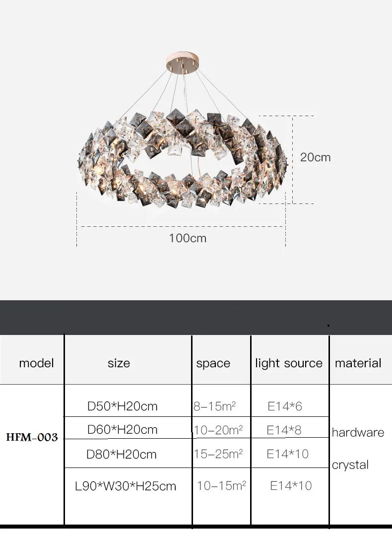 Crystal Chandelier Lighting Modern Luxury Living Room