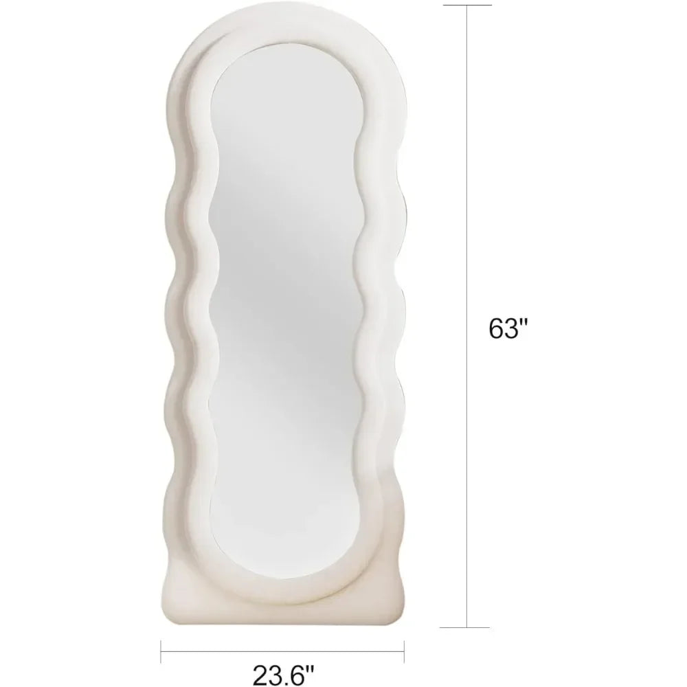Full Body Flannel Frame Wavy Lighted Wall Mirror
