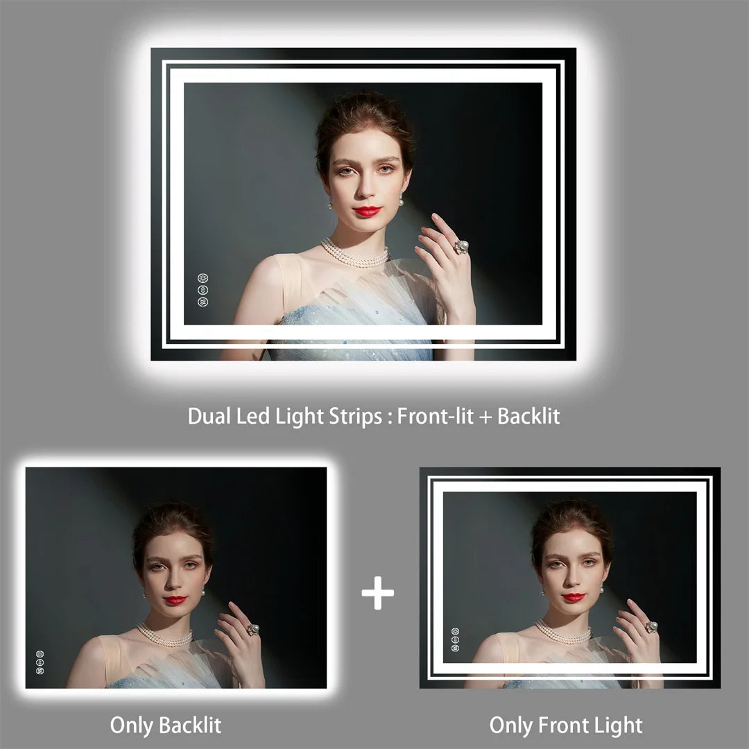 LED Dimming Makeup Dressing Mirror with Double Lights