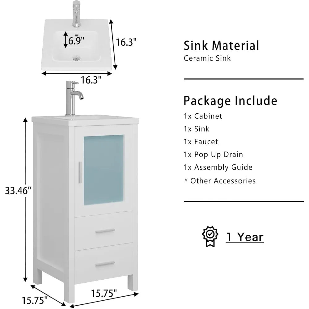 16" Bathroom Vanity with Sink