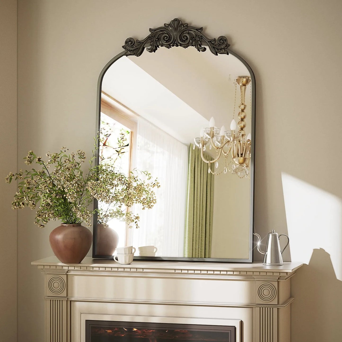 24”x36" Arched Decorative Modern Moroccan Bathroom Mirror