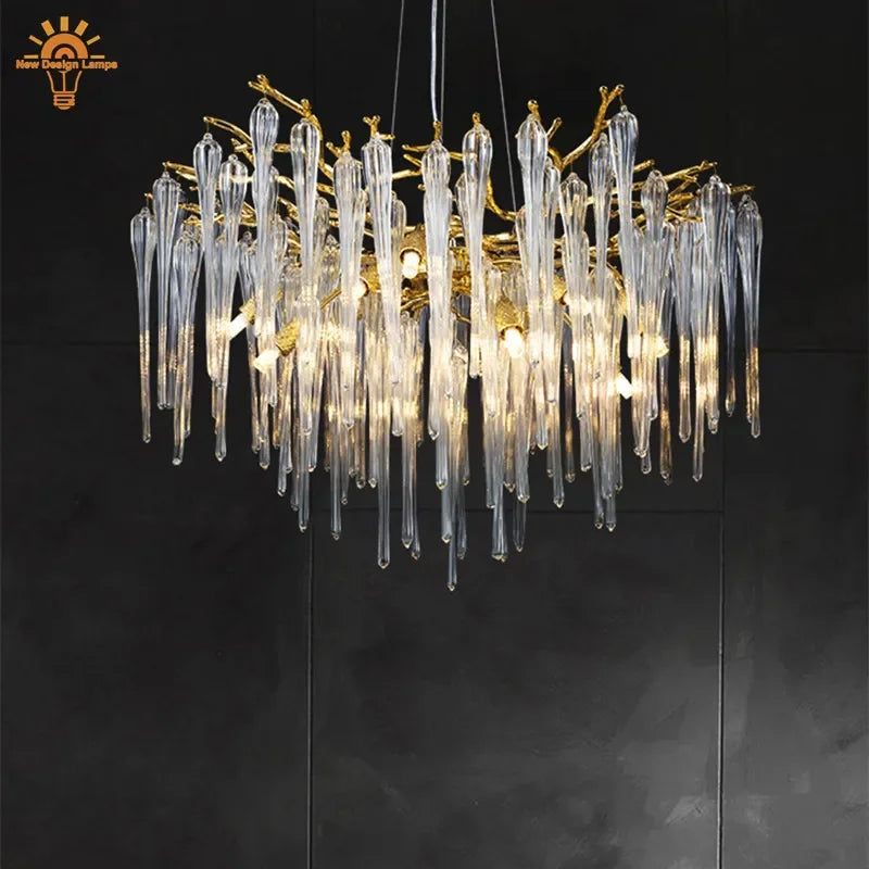 Nordic Column Crystal Chandelier Lighting For Living Room