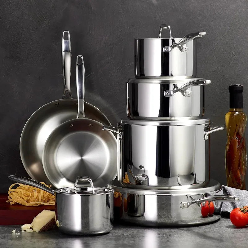Stainless Steel 12-Piece Cookware Set with Lid