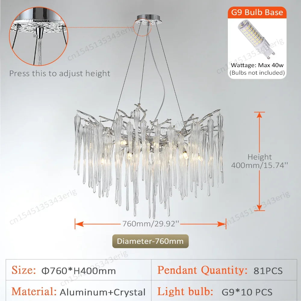 Nordic Column Crystal Chandelier Lighting For Living Room