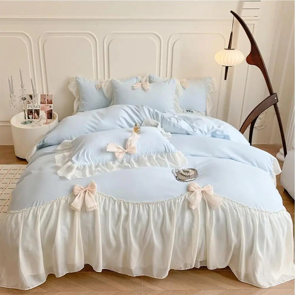 Duvet Cover Set Bowknot Tie Zipper Closure