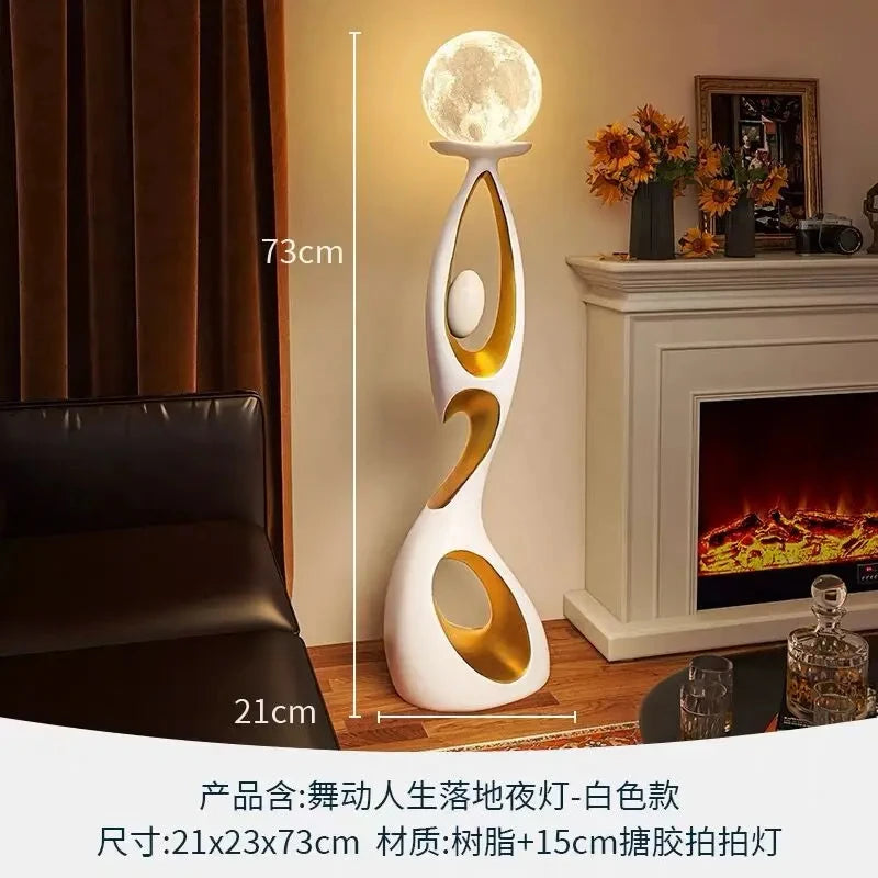 Night Glow Resin Sculpture LED Floor Lamp