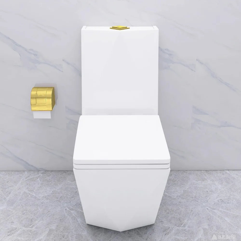 Square Toilet Golden Dual Flush Push Button