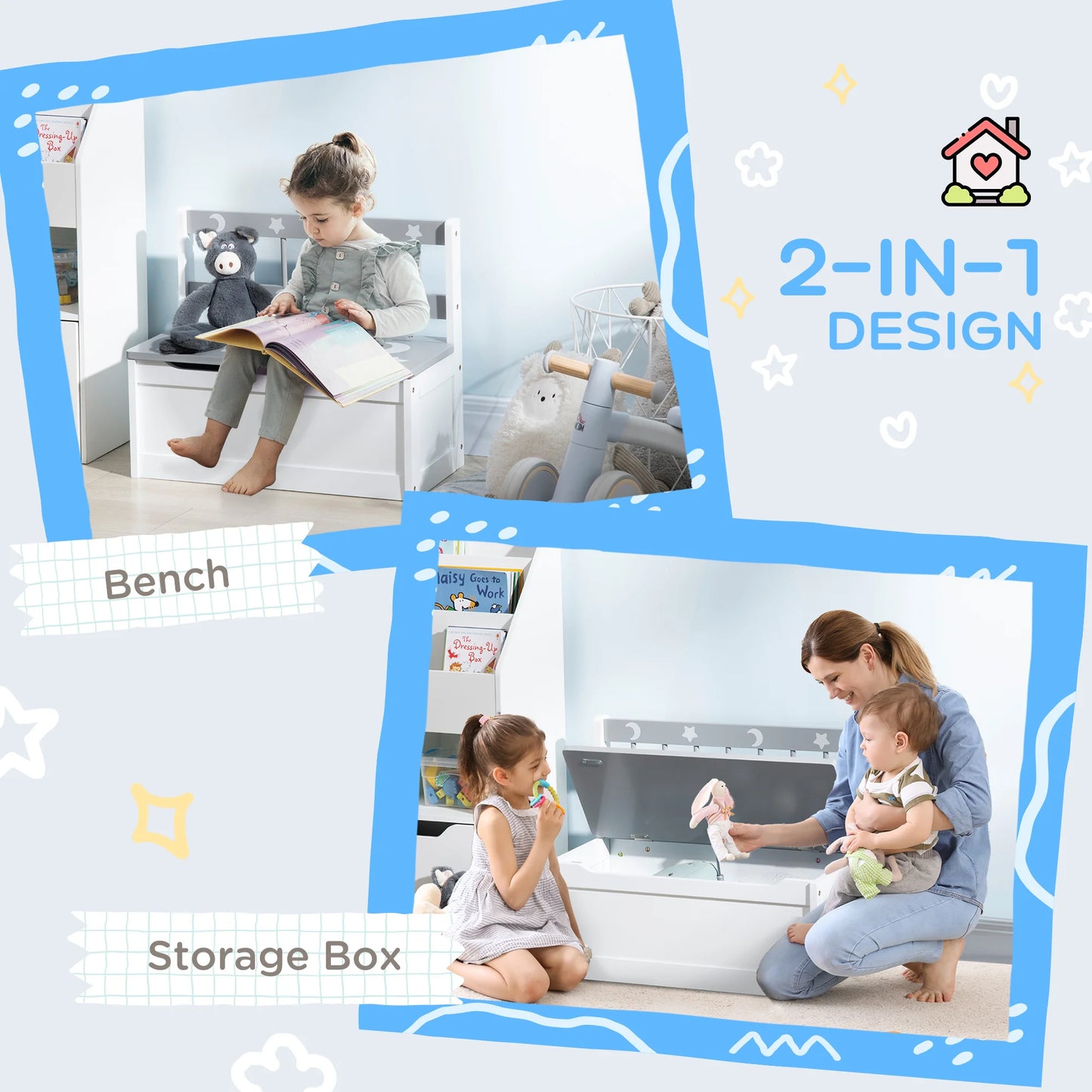 Storage Bench Cabinet with Safety Pneumatic Rod