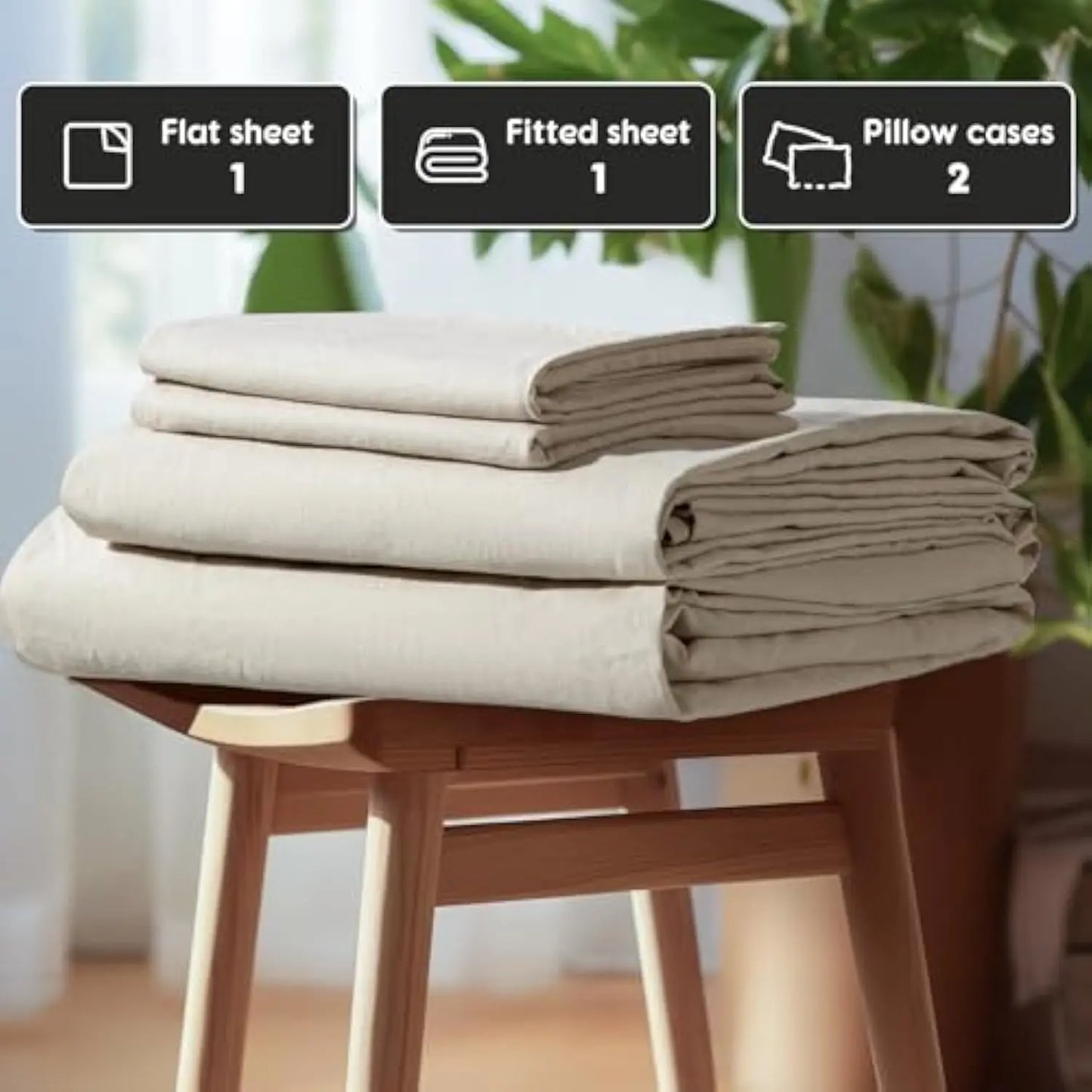 French Pure Linen Sheets, Breathable and Durable