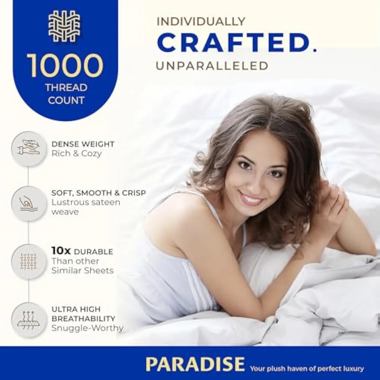 1000TC Egyptian Sheets King Size Bed - Sateen