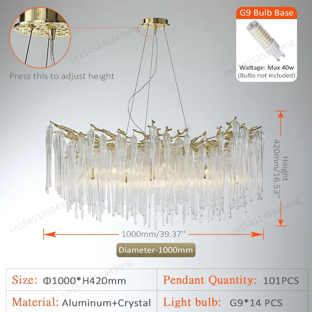Nordic Column Crystal Chandelier Lighting For Living Room