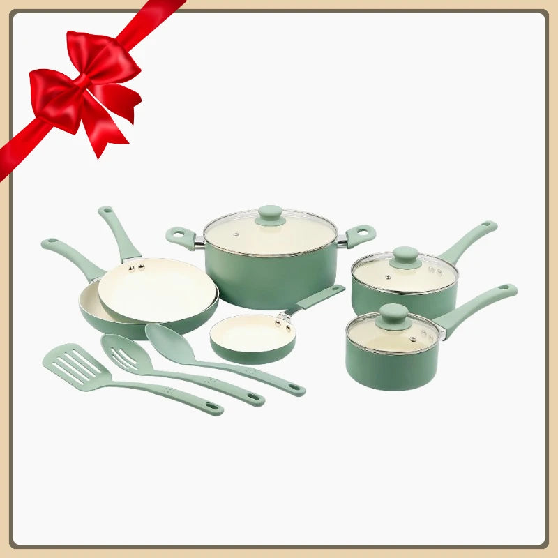 Ceramic aluminum 12-piece non-stick cookware se