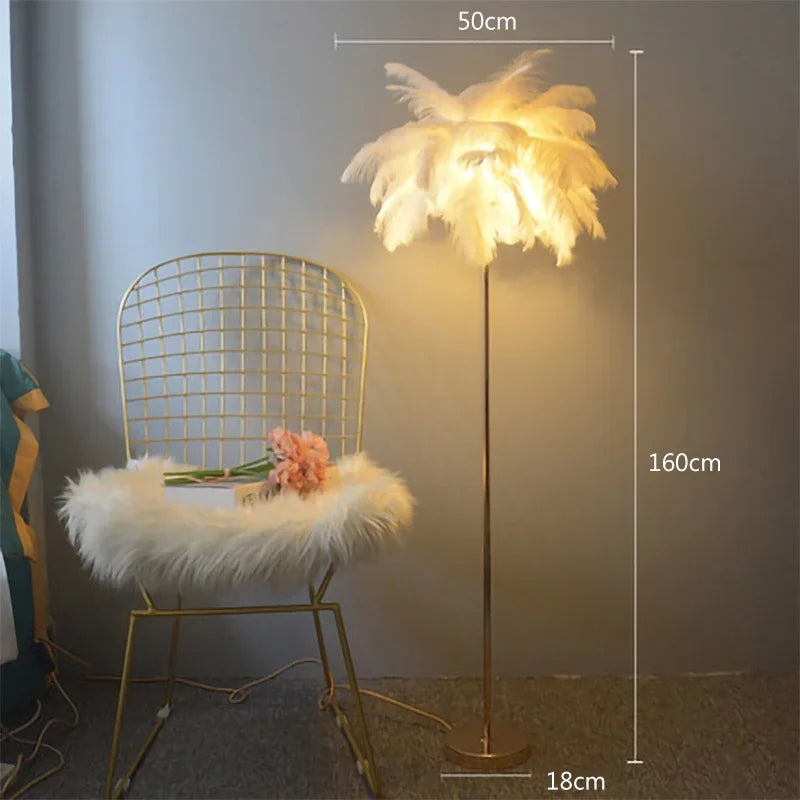 Modern Ostrich Feather Led Floor Lamp