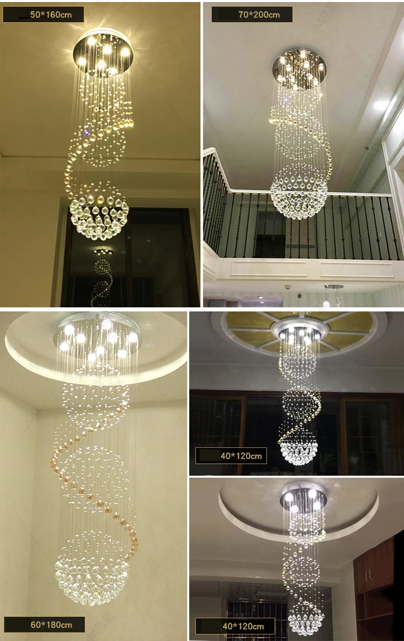 LED Spiral Ball Raindrop Chandelier Light Fixture