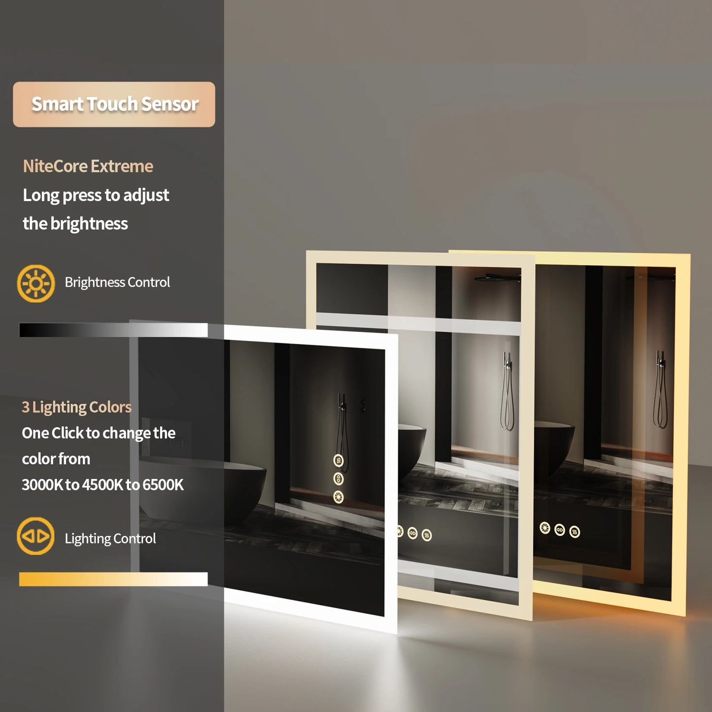 16x20 inch LED Lighted Smart Bathroom Mirror