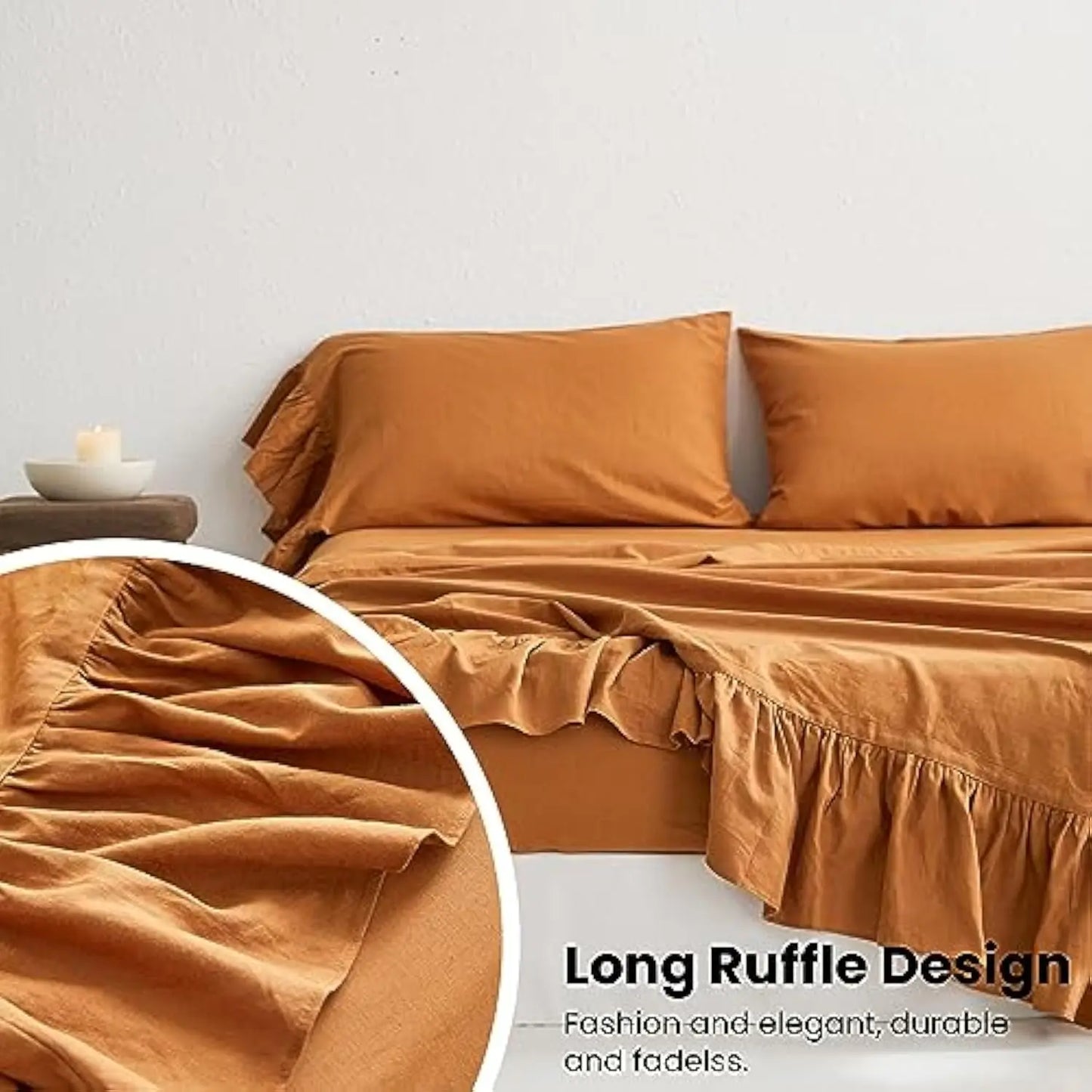 Belgian Linen Sheet Set with Long Ruffles