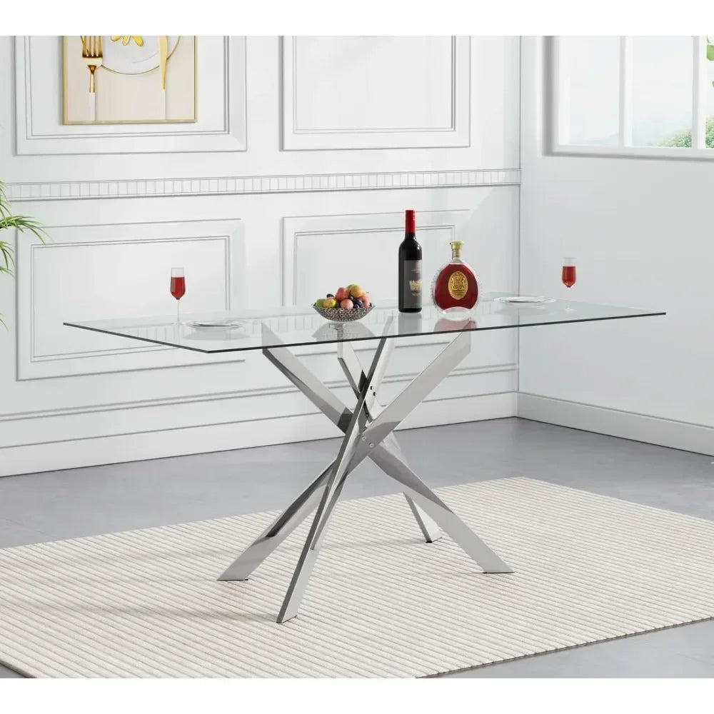 Rectangular Glass Dining Table for 4