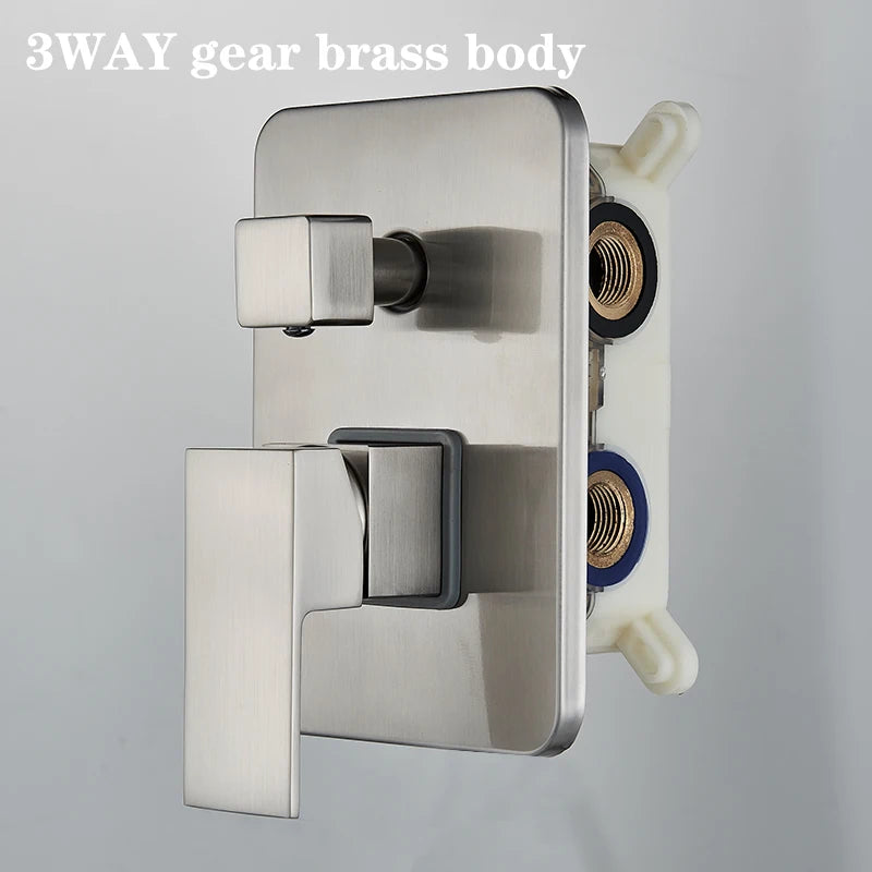 Brushed Nickel  Rainfall Shower Head Rotate/Waterfall