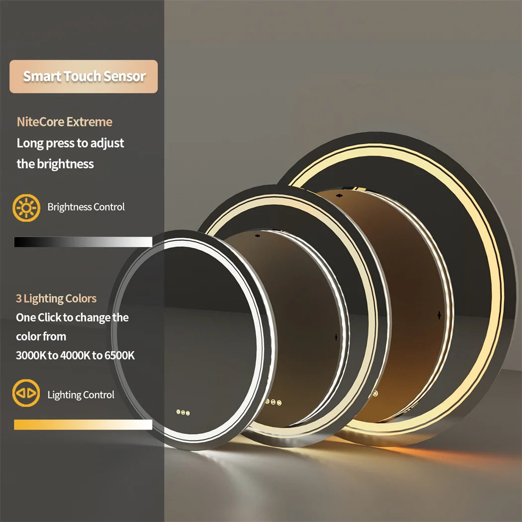 Smart Illuminate LED Round Waterproof Fogless Mirror