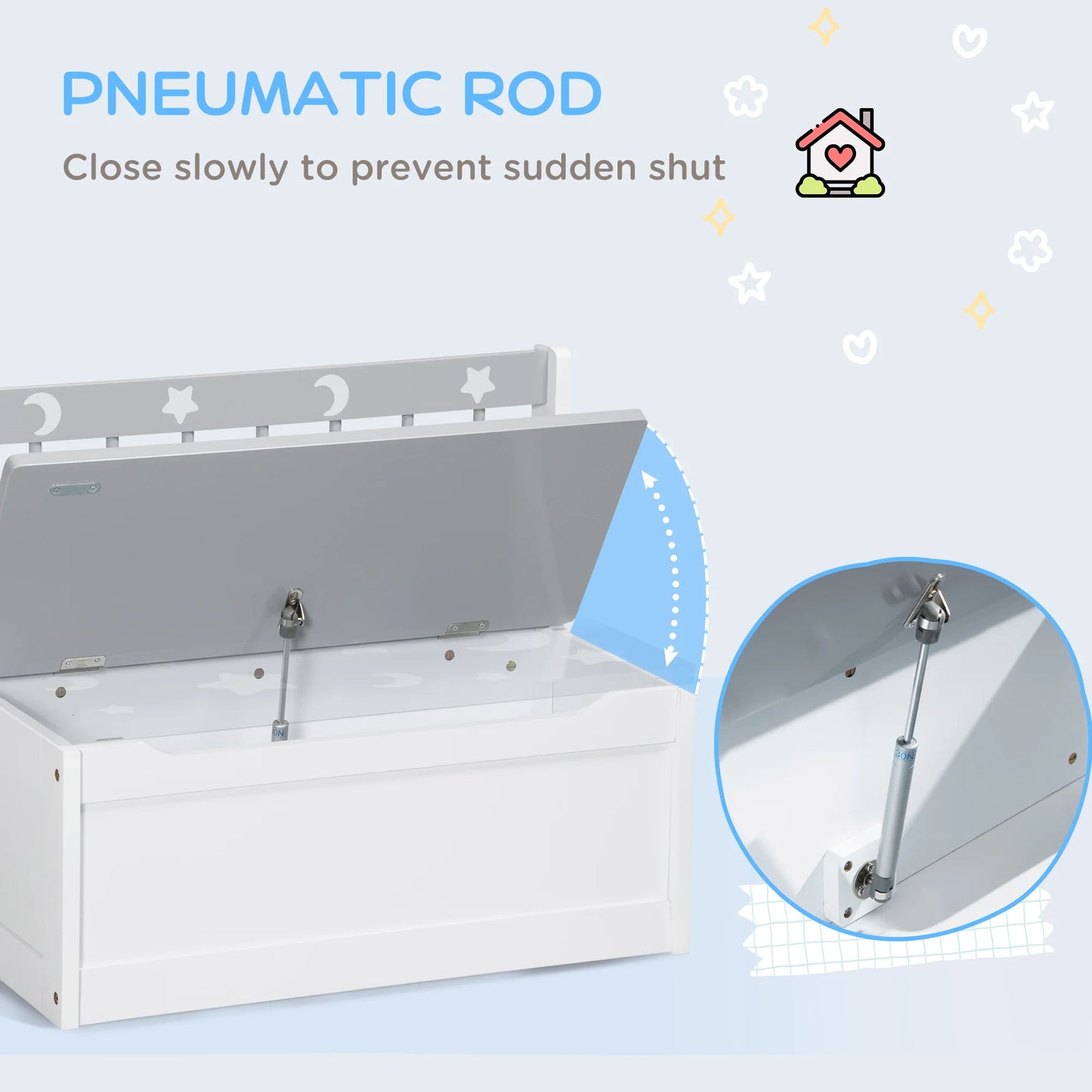 Storage Bench Cabinet with Safety Pneumatic Rod