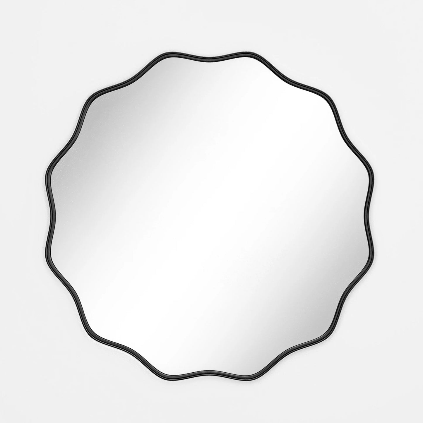 Wavy Round Bathroom Mirror Deep Frame