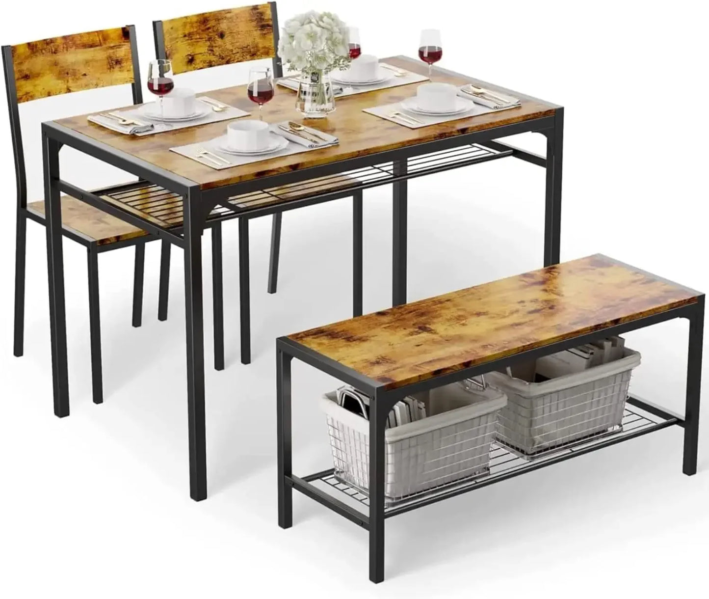 4PC Dining Set for Small Space, Apartment