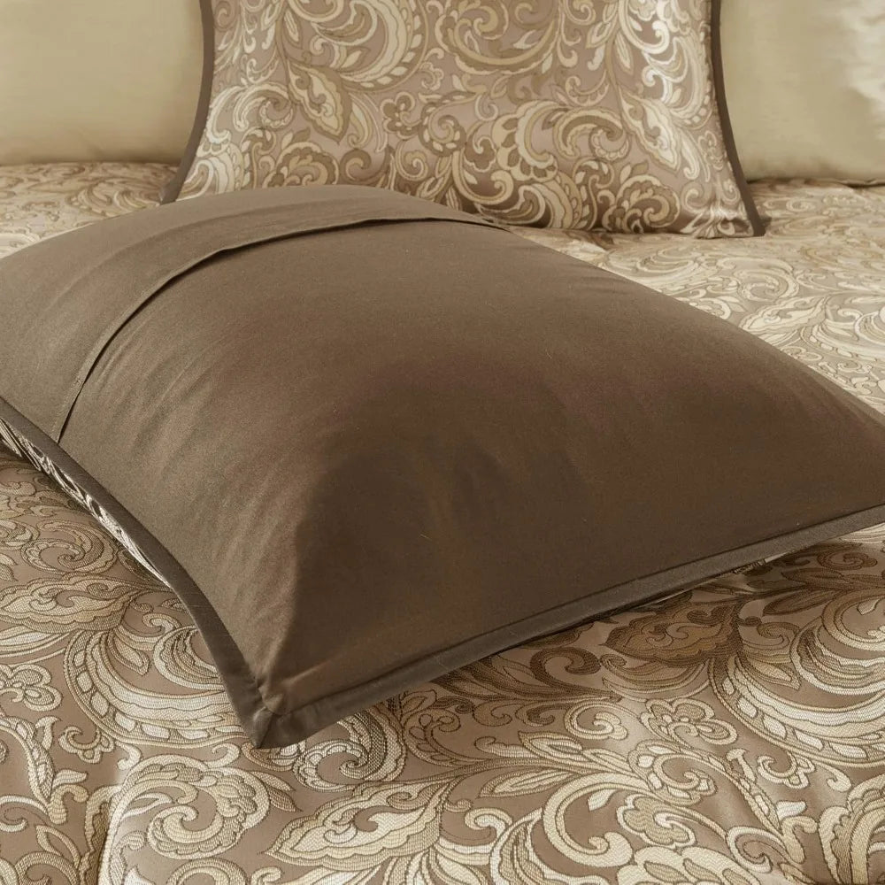 Faux Silk Comforter Jacquard Paisley  Matching Curtains