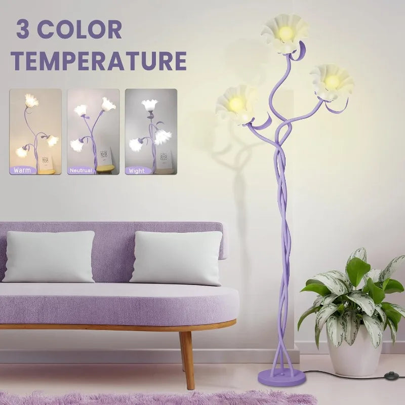 Vintage 3 Heads Flower Floor Lamp  Modern Led